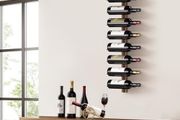 Wall Wine Rack for 9 Bottles, Metal Black &amp; Wood Look - Hanging for Wall Mounting, Bottle Rack for Wine