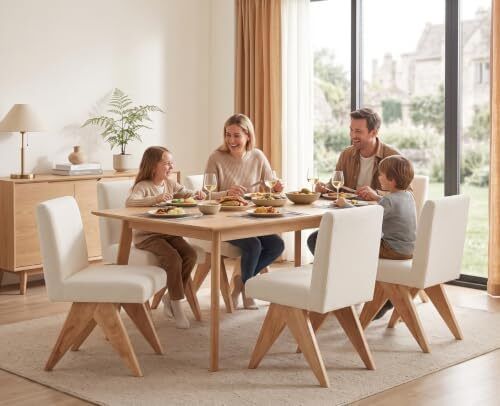 Set of 2 Modern Dining Chairs with V shaped Wooden Legs Chenille Beige Armless Kitchen Chairs with Soft Chenille Cover and Sturdy Wooden Leg