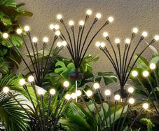 Solar Lights Outdoor Waterproof, Swaying Solar Garden Firefly Decorative Yard,Firefly Garden Lights Outdoor for Path Fence 2pack