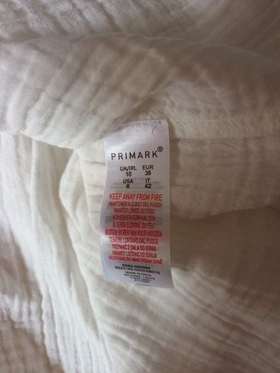 Primark  White Long Sleeved  Dress. S 10. More suited A Size 12-14.  B.N.W.T.