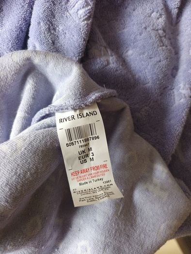 River Ireland  Light Blue Long Sleeved  Top. S. M - 3- 14.  B.N.W.T