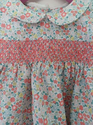 Baby Girls M&S Cotton Floral Smock Dress Age 9-12 months