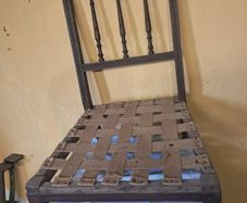 Antique mirror frame,glass tray,and mahogany low chair