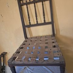 Antique mirror frame,glass tray,and mahogany low chair