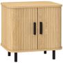 Bedside Table, Nordic Side Table with Roller Shutter Style Sliding Doors and Metal Legs for Bedroom, Living Room, Oak Tone Image 2