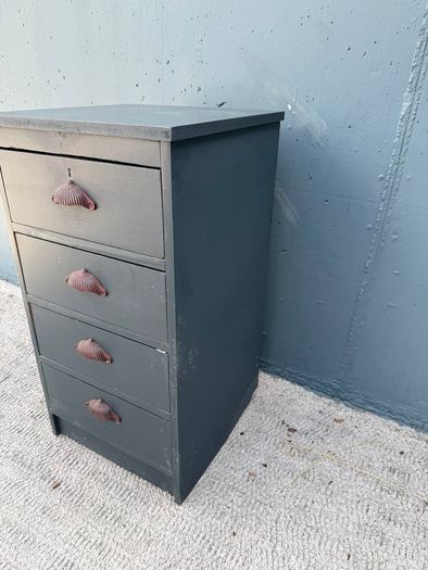 Vintage 4-Drawer Bedside Chest - Farrow & Ball Railings