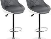 SET OF 2 Bar Stool with Backrest  Height-Adjustable Swivel Stool, Kitchen Stool