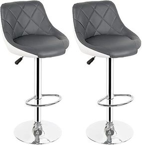 SET OF 2 Bar Stool with Backrest  Height-Adjustable Swivel Stool, Kitchen Stool