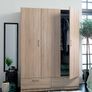 Wardrobe ELLESTED 144x200 3 door 2 drawer l. oak colour Image 3