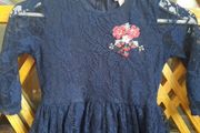 Navy girls dress with flowers 7-8 years
