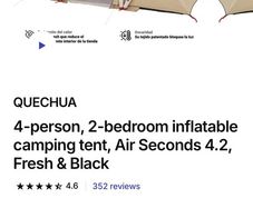 QUECHUA 4-person, 2-bedroom inflatable camping tent