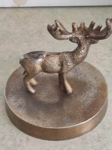 Vintage Brass effect Deer on circle base.