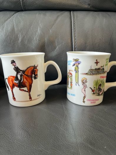 A Pair of Brand New Funny Bryn Parry China Mugs