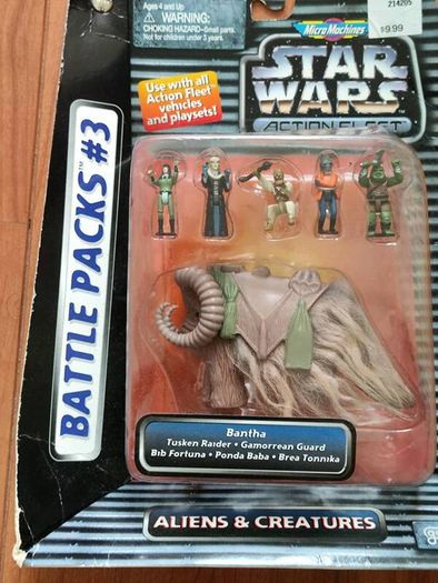 Star Wars Action Fleet Battle Packs 3 Aliens & Crratures Bantha Tusken Raider Bib Fortuna Gamorrean Guard Micromachines Micro Machines Galoob 1995