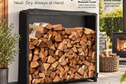 Firewood Log Storage Rack with Weatherproof Cover Indoor Outdoor Black Medium