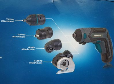 Cordless Screwdriver with 4 attachments