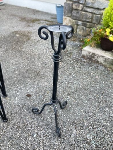Black wrought iron candle stand