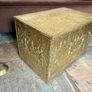 Ornate Brass Fireside Coal Box Embossed Tavern Scene Image 2