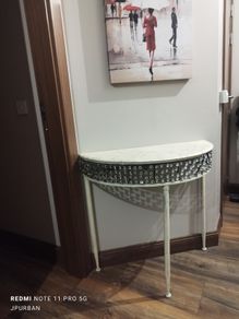Unique Vintage Half-Moon Console Table