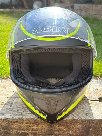 Duchinni D705 Syncro Full Face Motorcycle Helmet - Black/Neon Yellow L