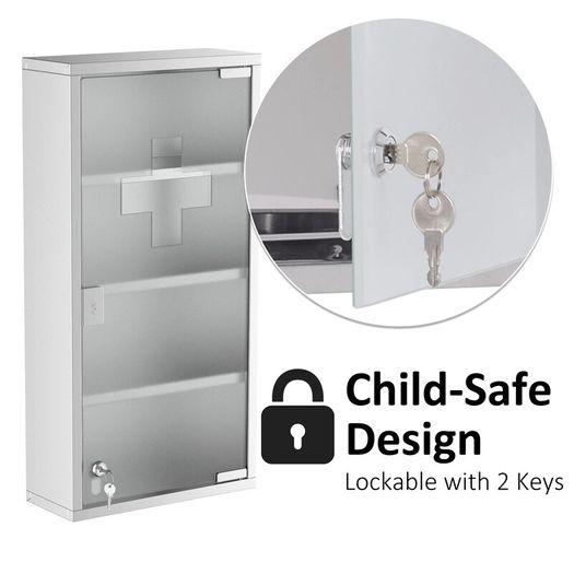 4 Tier Wall Mounted Medicine Cabinet, Stainless Steel