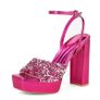Brand New Zhabtuc Women's Lizard Texture High Heel Sandals, 12 cm Heel, Ankle Strap, Peep Toe, Rhinestone Embellishment, Image 5
