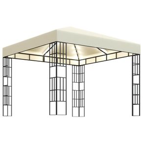 Gazebo with String Lights 3x3 m Cream