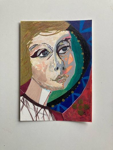 Original Art Figurative art Irish Art Harry Clarke inspired  Original Irish Art