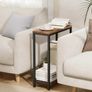 2-Tier End Table for Living Room, Narrow Beside Table for Bedroom, Sofa, Couch, Rustic Brown and Classic Black Image 2
