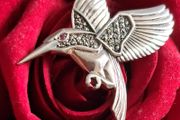 sterling silver humming bird brooch