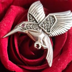 sterling silver humming bird brooch
