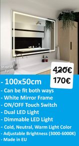 LED Bathroom Mirror White Solid Frame Dual LED Premium Product