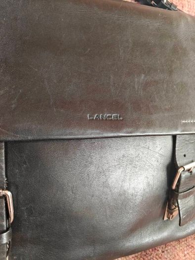 Quality Mens Leather Parisian Lancel Black Satchel Bag