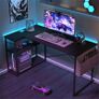 L Shaped Gaming Desk 100x70 cm Computer with Storage Bag Office Small Writing Table Large Reversible Shelves Workstation for Study Play Work Home Black Image 6