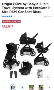 Babylo 2-in-1 Travel System with Car Seat Black