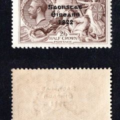 1922-3 Ireland 2s6d Thom Saorstat 3-line overprint with Accent missing of a of Saorstat mint hinged.