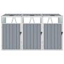 Triple Garbage Bin Shed Grey 213x81x121 cm Steel Image 4