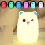 USB Rechargeable LED Night Light Lamp Cute Silicone Cat 7 Color Change Kids Room Image 2