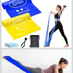 Gritin Resistance Bands, [Set of 3] Skin-Friendly Exercise Bands Fitness Bands Set with 3 Resistance Levels - Door Buckle & Carrying Bag Included