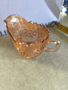 marigold carnival glass creamer jug,