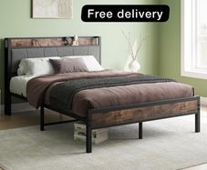 Double Bed Frames with Storage Headboard