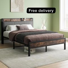Double Bed Frames with Storage Headboard