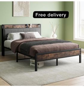 Double Bed Frames with Storage Headboard