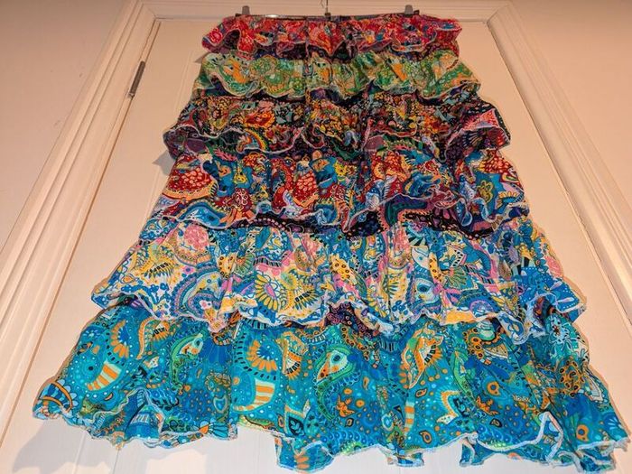 Stunning tiered multi colored floral midi skirt from Pretty Little Thing
