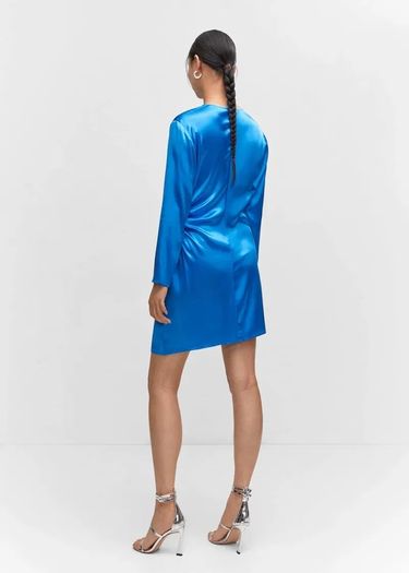Mango Blue Satin Mini Dress