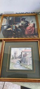 2 framed art work- 1- Vermeer's The Glass of Wine Fine Art Print -  Classic Wall Decor . 25.00euro.2- Helmsley Yorksire Colin Williamson Watercolour 35.00 euro.