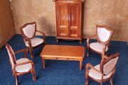 Victorian style dolls house furniture - dark pine color