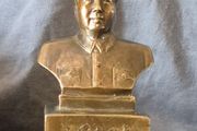 Small vintage bronze bust of chairman mao