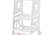 Tower Step Stool for Toddlers Kids 3-Level Height Adjustable 350LBS White