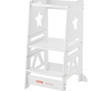 Tower Step Stool for Toddlers Kids 3-Level Height Adjustable 350LBS White